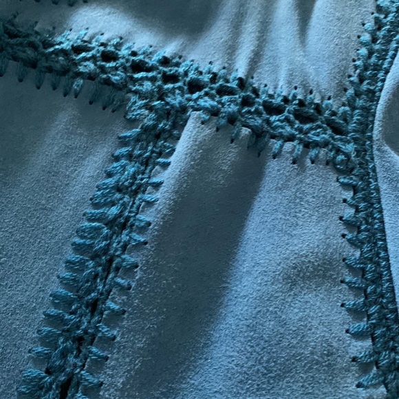 What Goes Around Comes Around blue suede top S L - Picture 2 of 4